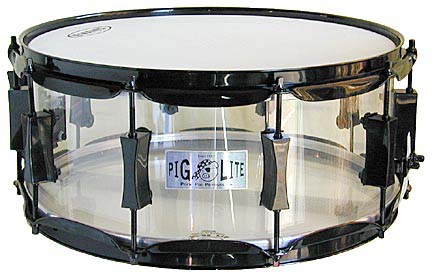 Picture and sound sample of a Pork Pie acrylic snare drum - 
	5-1/2 x 14 acrylic